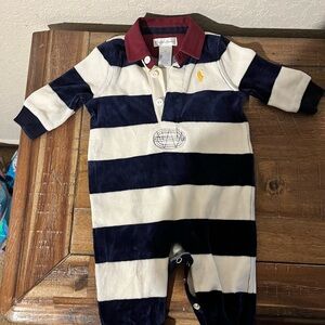 Striped Navy and Cream Kids One Piece